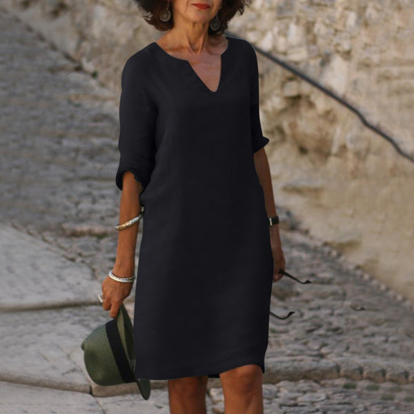 Women's V-Neck Relaxed Fit Mini Dress