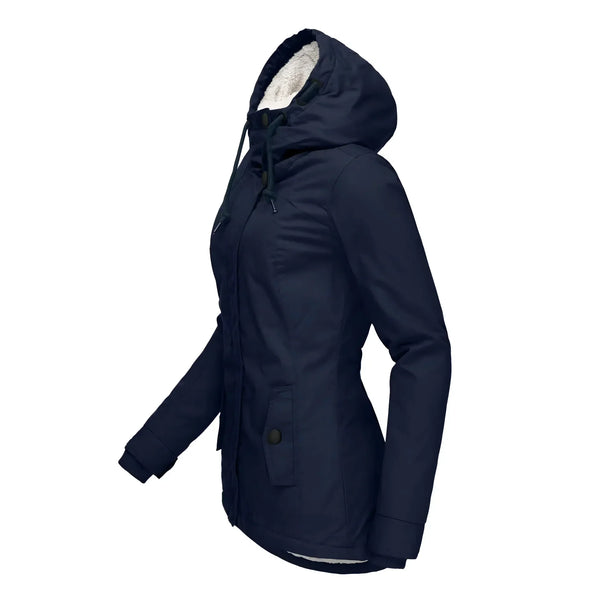 Women's Waterproof Winter Coat with Hood and Longline Design