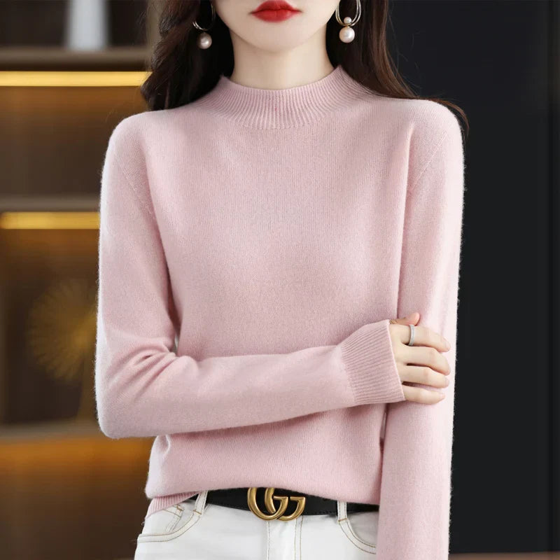 Women’s Mock Neck Sweater Slim Fit Soft Knit Top