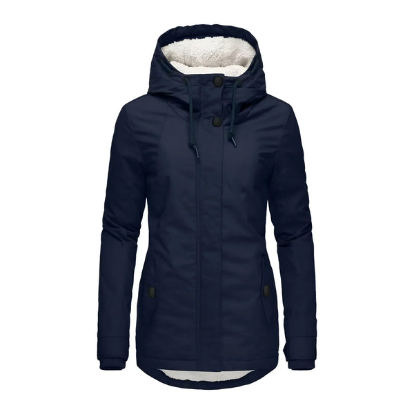 Women's Waterproof Winter Coat with Hood and Longline Design