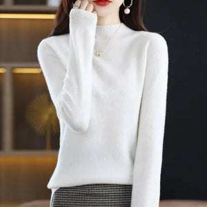 Women’s Mock Neck Sweater Slim Fit Soft Knit Top