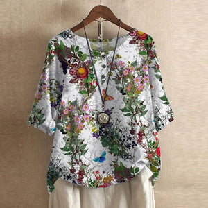 Women’s Vintage Floral Loose Fit  Boho Blouse