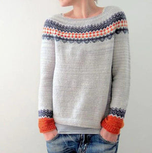 Women’s Casual Knit Sweater Cozy Printed Pullover