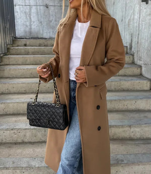 Elegant Longline Button-Up Women’s Trench Coat