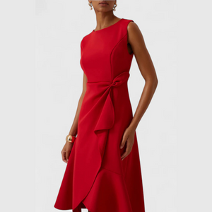 Women's Draped Asymmetric Midi Dress