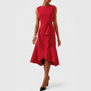 Women’s Elegant Sleeveless Flowy Waist Midi Dress