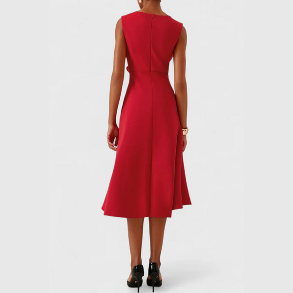 Women’s Elegant Sleeveless Flowy Waist Midi Dress