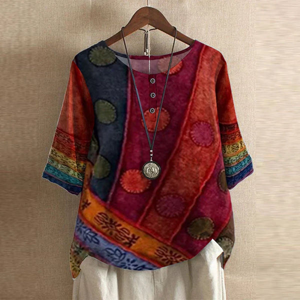 Women’s Vintage Floral Loose Fit  Boho Blouse