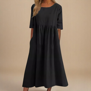 Women's Relaxed A-Line Midi Dress with Flowing Everyday Silhouette