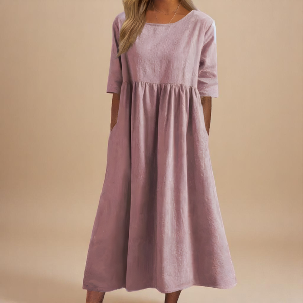 Women's Relaxed A-Line Midi Dress with Flowing Everyday Silhouette
