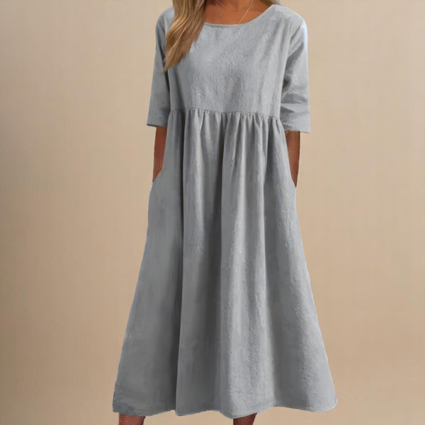 Women's Relaxed A-Line Midi Dress with Flowing Everyday Silhouette