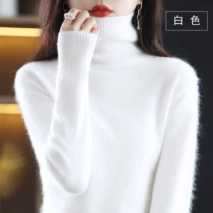 Suéter de cuello alto para mujer, top ajustado de punto suave