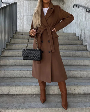 Elegant Longline Button-Up Women’s Trench Coat