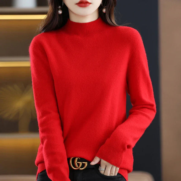 Women’s Mock Neck Sweater Slim Fit Soft Knit Top