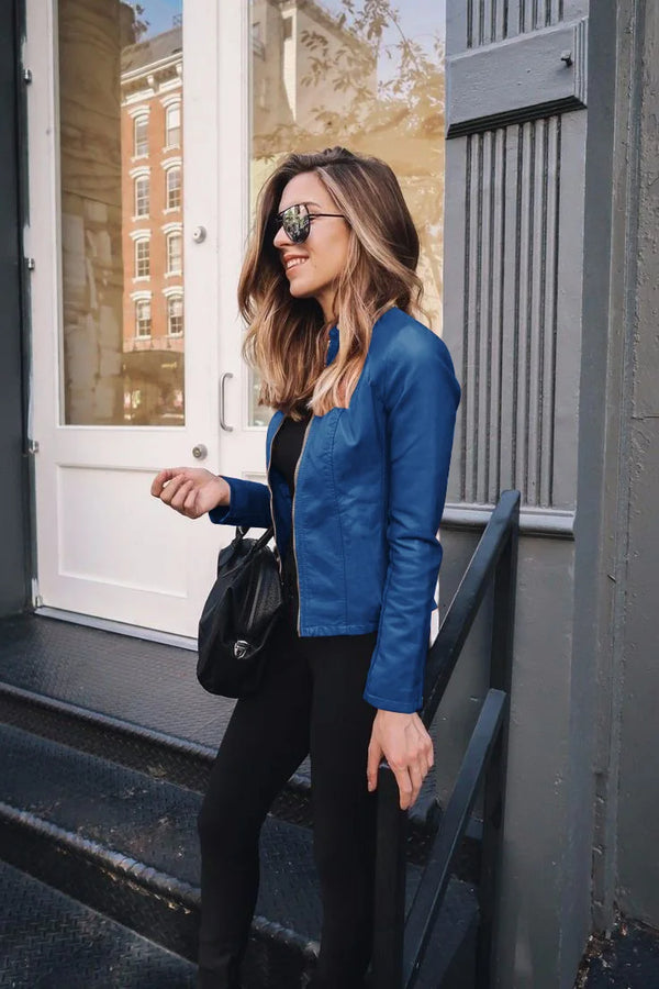Women's Slim Fit Biker Zip-Up Jacket