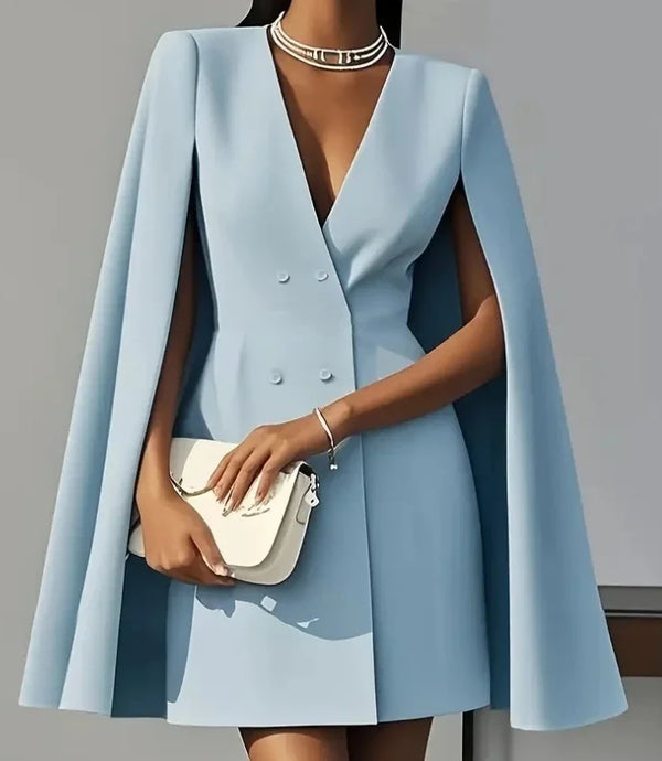 Women's Shawl Collar Double-Breasted Mini Dress