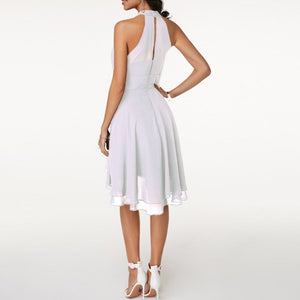 Women's Halter Neck Fluid Drape Mini Dress