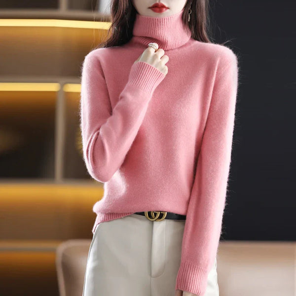 Suéter de cuello alto para mujer, top ajustado de punto suave