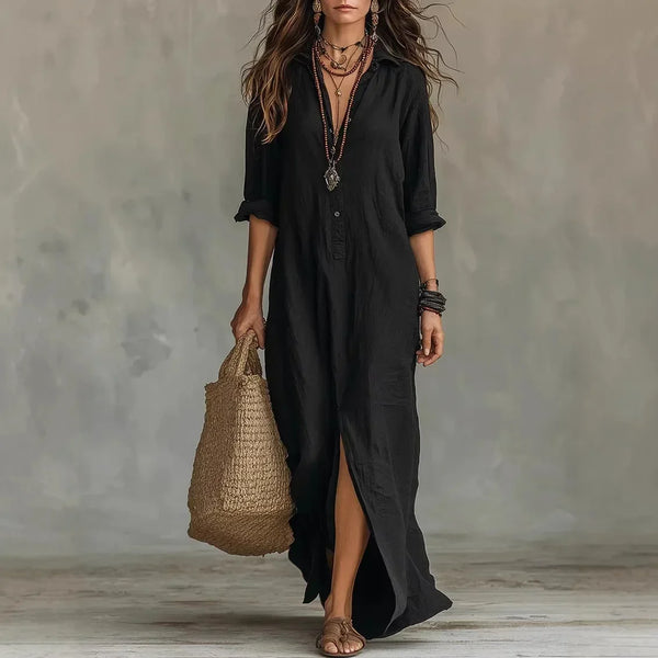 Women’s Boho Button-Down Maxi Dress