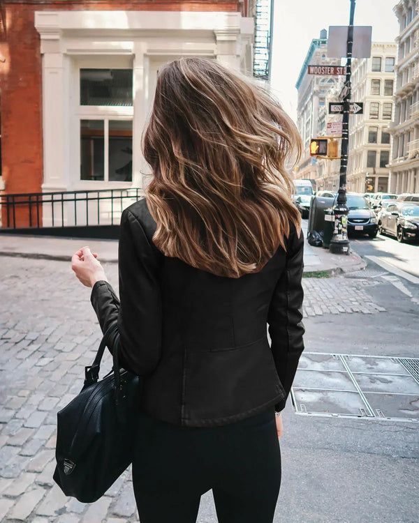 Women's Slim Fit Biker Zip-Up Jacket
