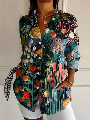 Women's Floral Button Front Blouse