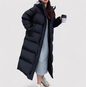 Stylish Women's Waterproof Black Hooded Puffer Jacket