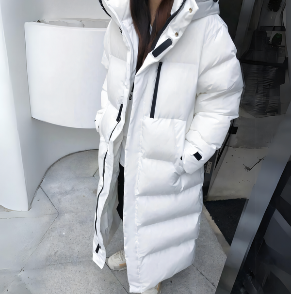 Women's Windproof Long Puffer Coat with Hood