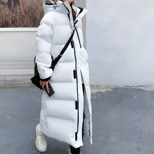 Women's Windproof Long Puffer Coat with Hood