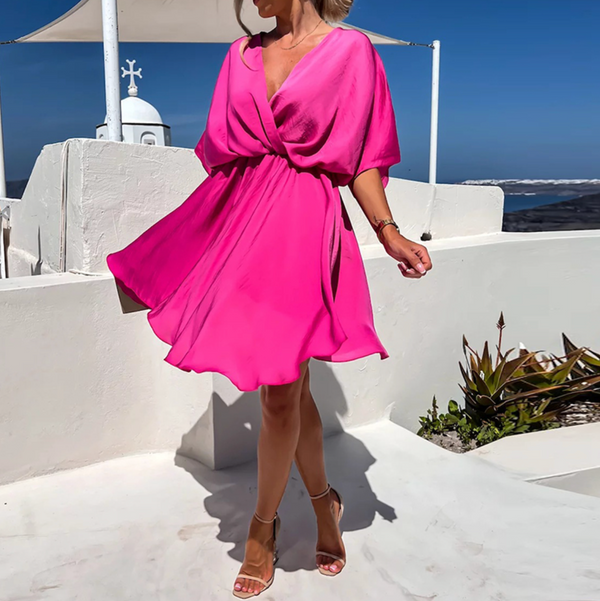 Women's Elegant Wrap Mini Dress with V-Neckline