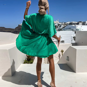 Women's Elegant Wrap Mini Dress with V-Neckline