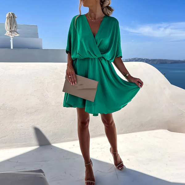 Women's Elegant Wrap Mini Dress with V-Neckline
