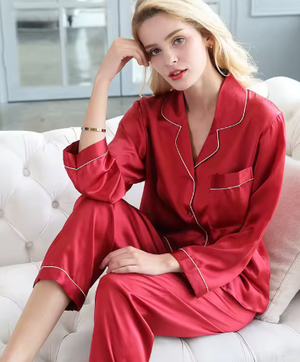 Conjunto de pijama de dos piezas de seda lujoso - comodidad casual