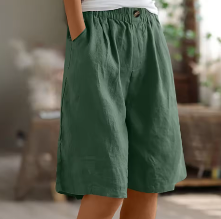 Women's Easy-Wear Knee-Length Shorts with Elastic Waist