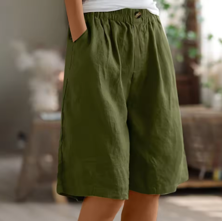 Women's Easy-Wear Knee-Length Shorts with Elastic Waist