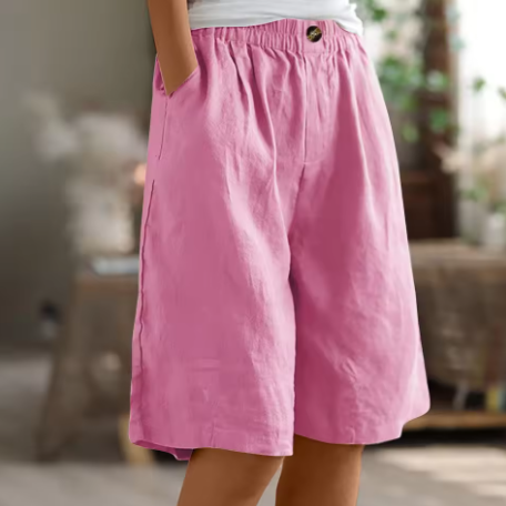 Women's Easy-Wear Knee-Length Shorts with Elastic Waist