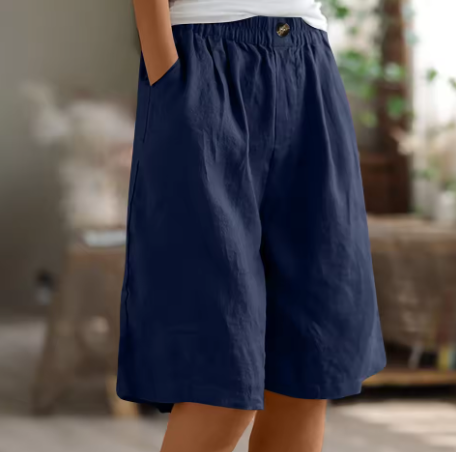 Women's Easy-Wear Knee-Length Shorts with Elastic Waist