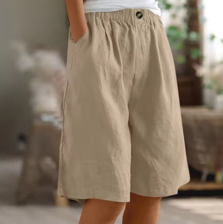 Women's Easy-Wear Knee-Length Shorts with Elastic Waist