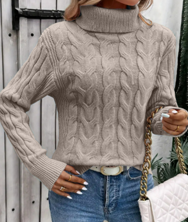 Women’s Cable Knit Turtleneck Winter Sweater