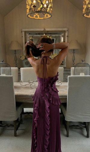 Women's Halter Neck Asymmetric Maxi Dress