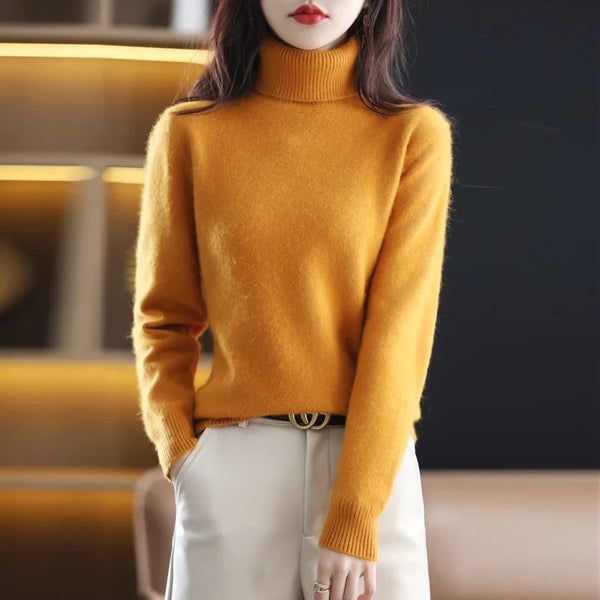 Suéter de cuello alto para mujer, top ajustado de punto suave