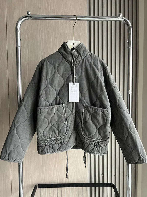 Quilted Zip-Up Casual Padded Jacket for Women