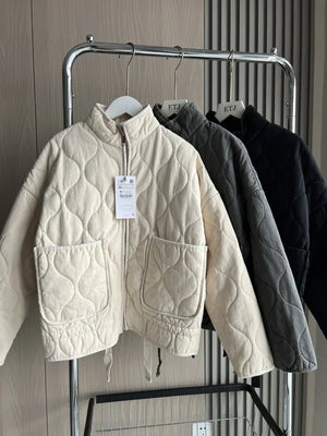 Quilted Zip-Up Casual Padded Jacket for Women