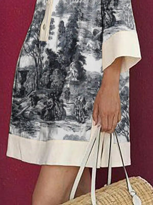 Chic Vintage Floral Mini Tunic Dress for Women