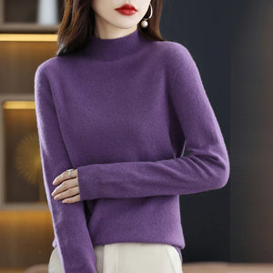 Women’s Mock Neck Sweater Slim Fit Soft Knit Top