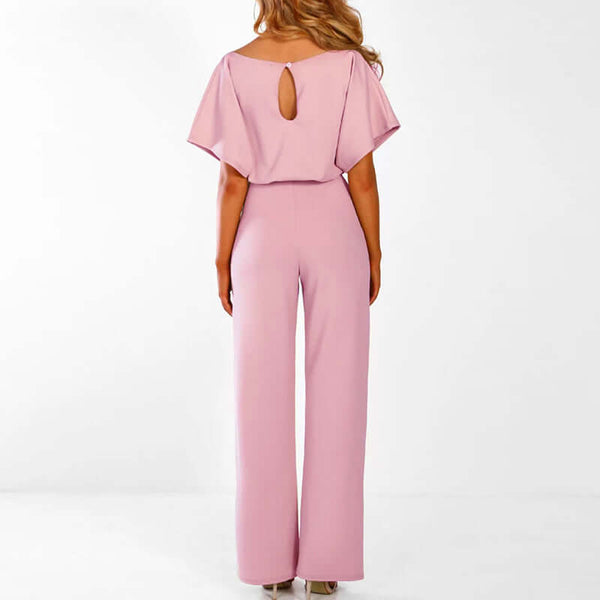 Mono elegante para mujer con cinturón y silueta de pierna ancha