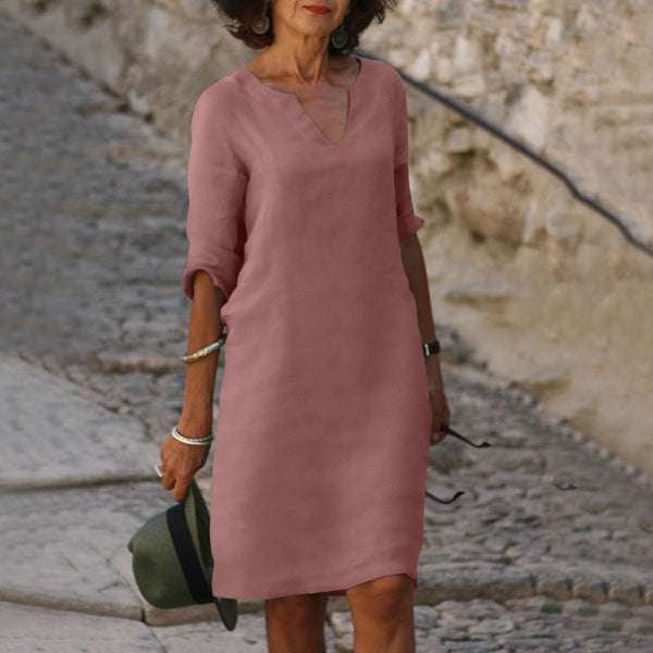 Women's V-Neck Relaxed Fit Mini Dress