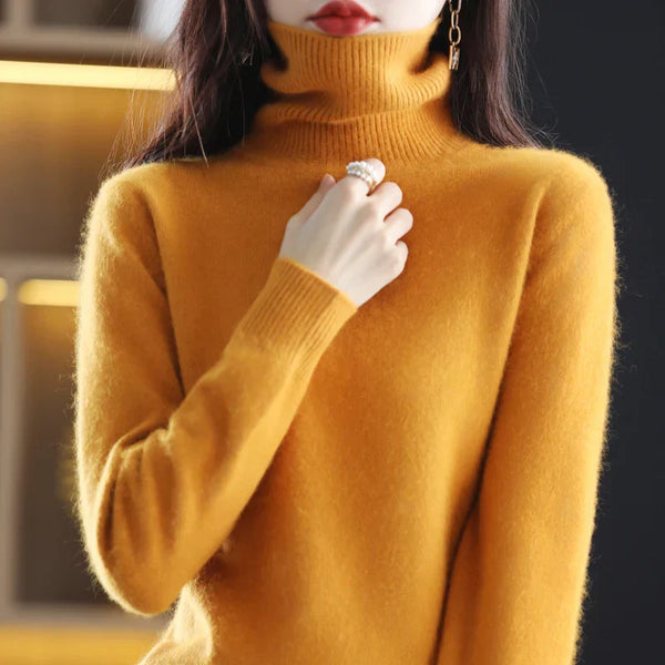Suéter de cuello alto para mujer, top ajustado de punto suave