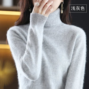 Suéter de cuello alto para mujer, top ajustado de punto suave