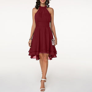 Women's Halter Neck Fluid Drape Mini Dress