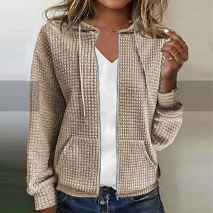 Women's Plaid Hoodie Jacket with Check Pattern